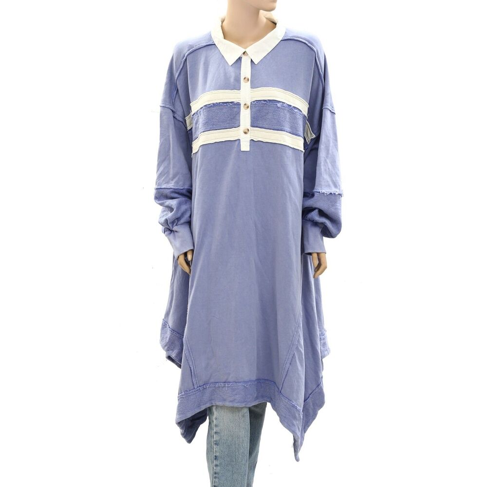 Free People Blair Sweatshirt Top Oversized Asymmetrical Cotton Slouchy M 273303 - Picture 4 of 9